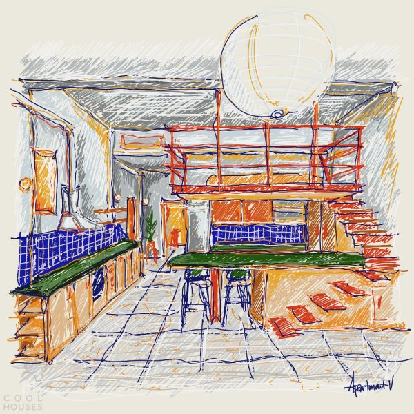 Многоуровневый лофт с индустриальной атмосферой Многоуровневый лофт с индустриальной атмосферой