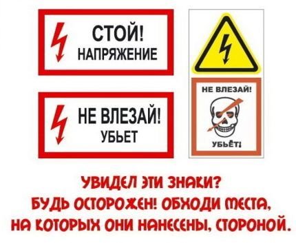 Плакаты по электробезопасности: виды табличек и графических знаков + применение