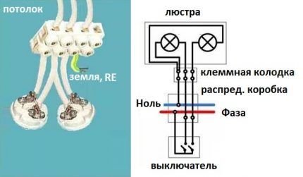Подключение люстры к двойному выключателю: схемы + правила монтажа